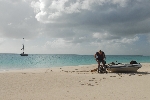 Fiets opvouwen op het strand