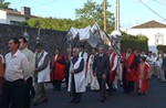 auto aan de kant voor een processie