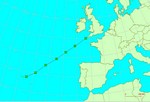 route van de Azoren naar de Scilly eilanden