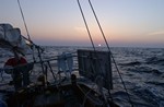 zonsondergang van uit de kuip, de laatste op de Atlantische oceaan